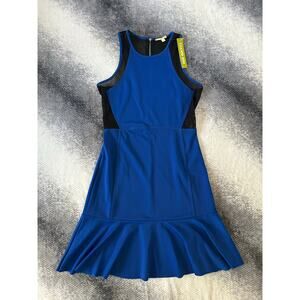Gianni Bini Activewear Halter Dress Mesh Back Flounce Royal Blue Size Small